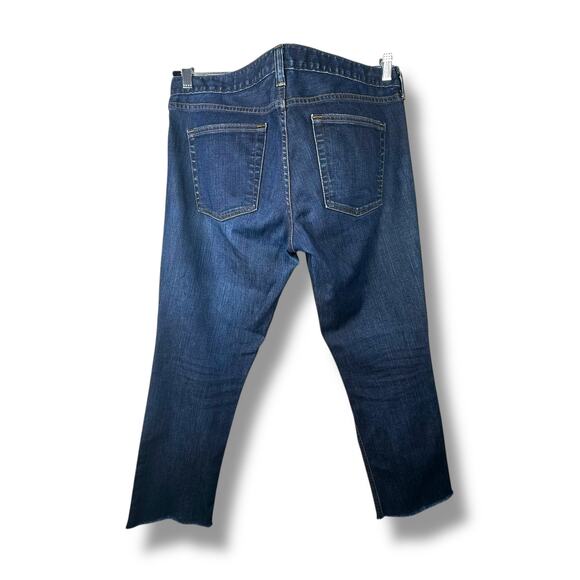 J. Crew Dark Wash Matchstick Mid-Rise Frayed Denim Jeans Size 32S Petite Short - Picture 6 of 9